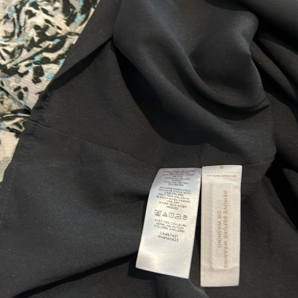NWT Loft Dress Large Petite LP black blue abstract career business casual soft - Picture 16 of 16